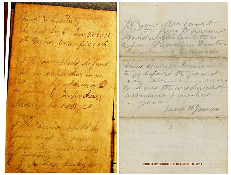 Jesse James' Journal and Christies sample 2