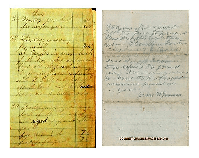 Jesse James' Journal and Christies